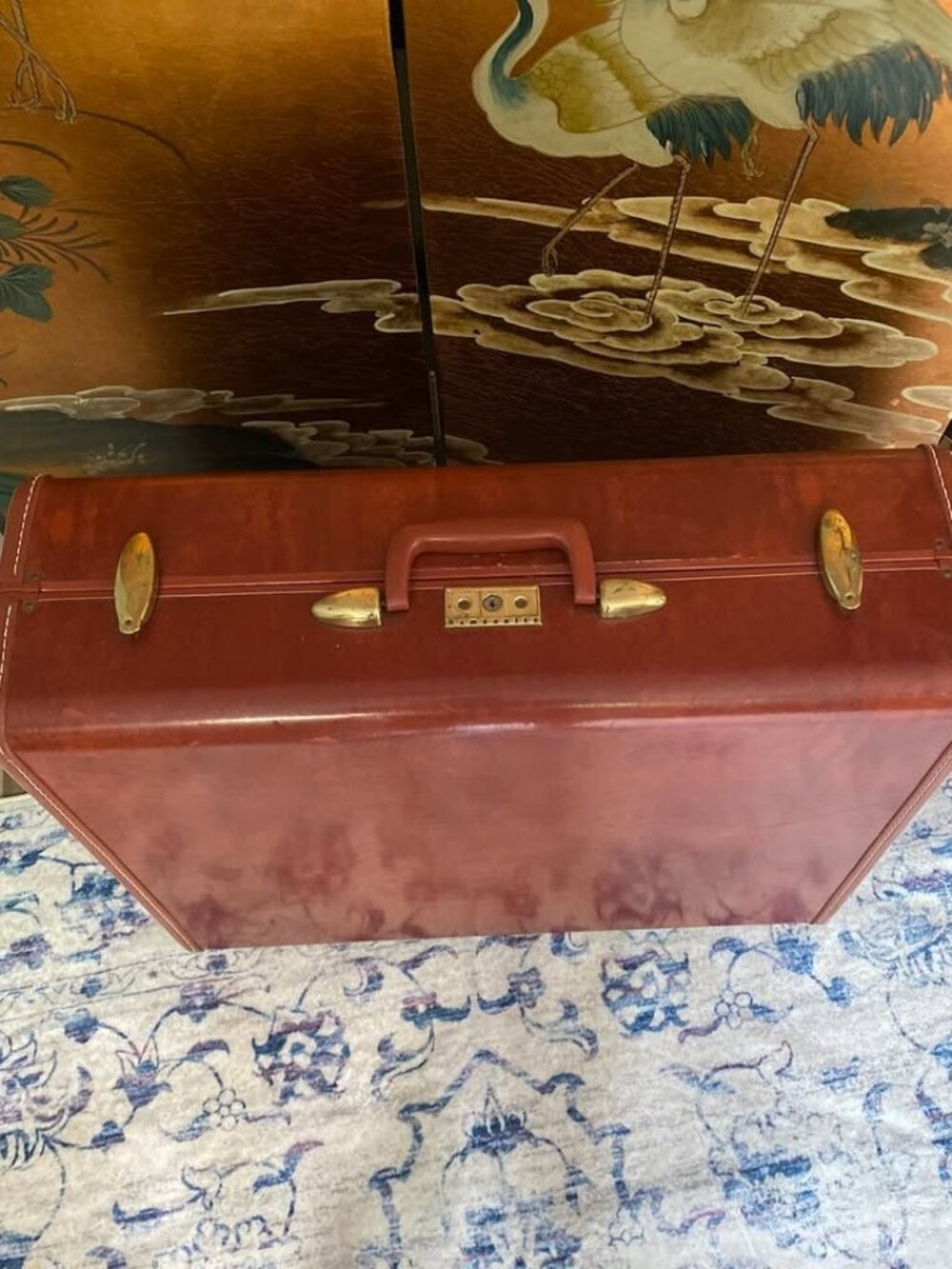 50s Vintage Large Samsonite Streamlite series Suitcase Luggage Leather Saddle